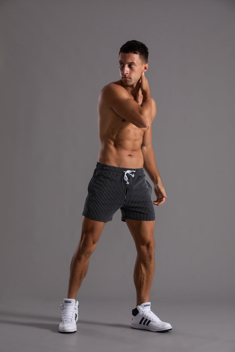 Men’s Minimal Striped Elastic Waist Shorts-thumbmail-26
