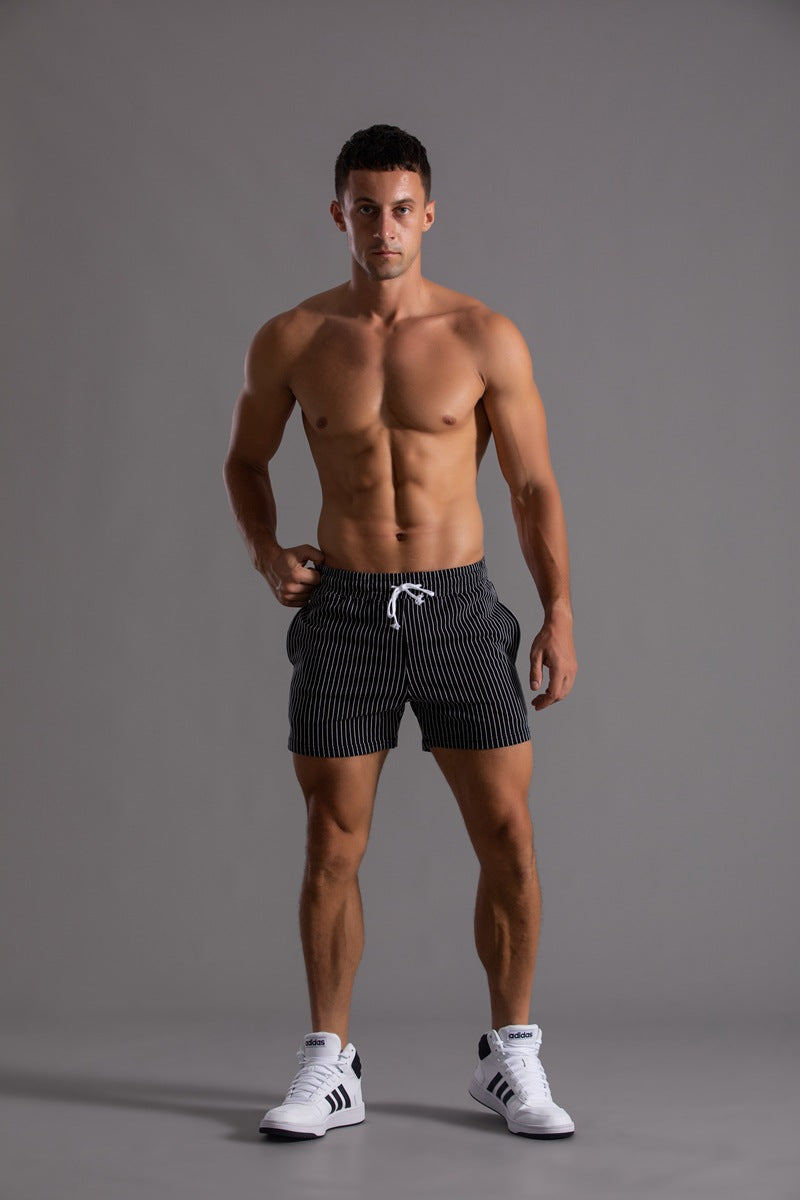 Men’s Minimal Striped Elastic Waist Shorts-thumbmail-27