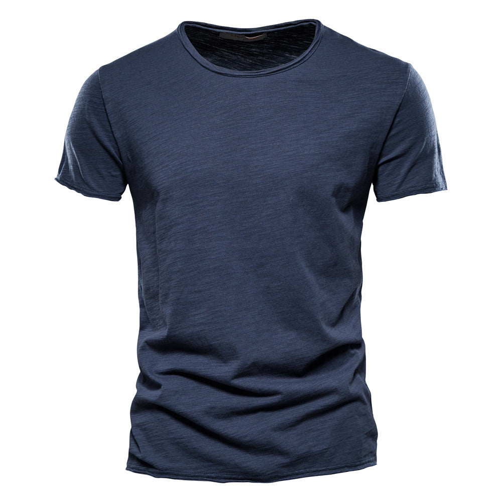 Men’s Slim Fit Slub Cotton Raw Edge Tee-thumbmail-5