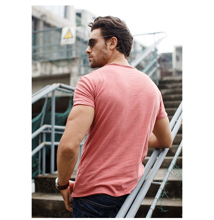 Men’s Slim Fit Slub Cotton Raw Edge Tee-thumbmail-25