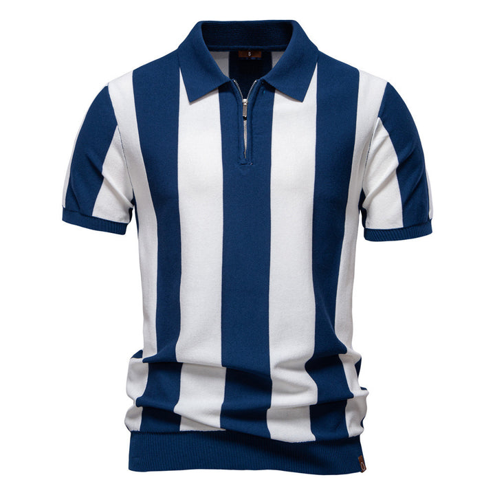 Men’s Bold Stripe Zip Polo Shirt