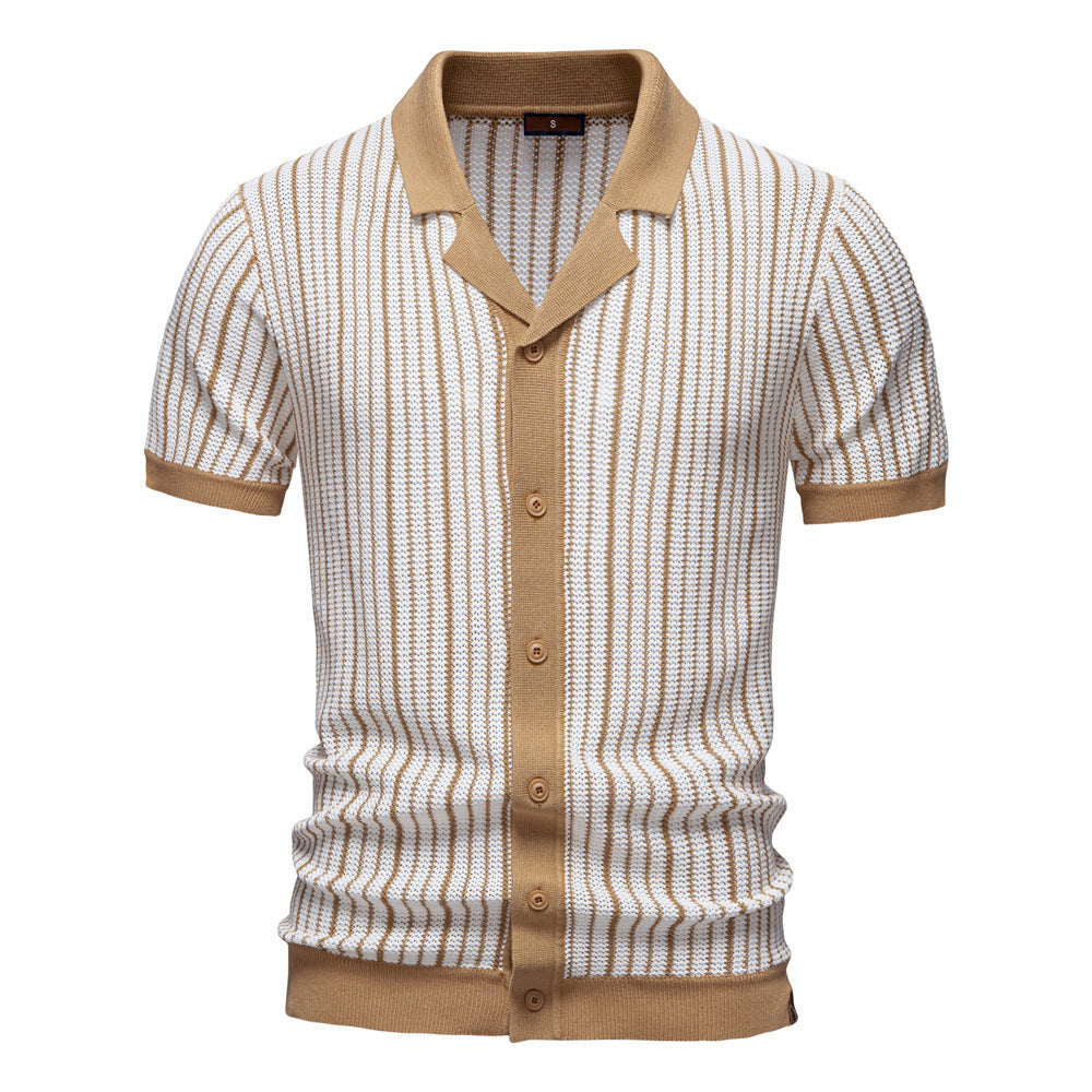 Polo da uomo in maglia a righe con bottoni