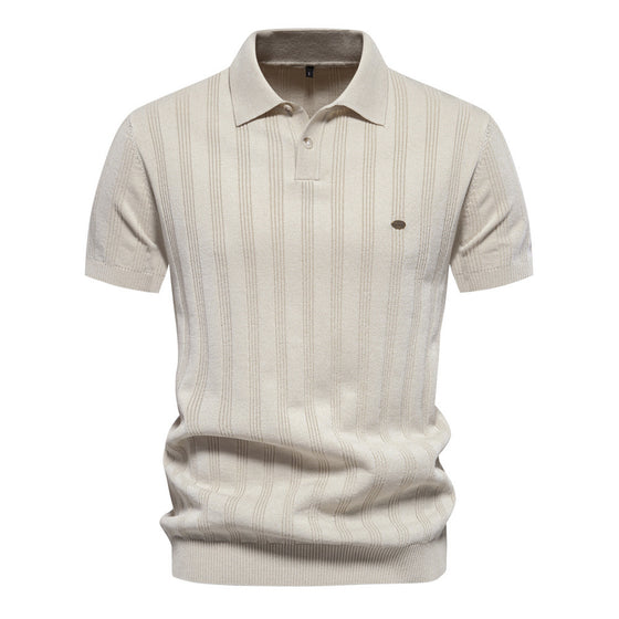 Men’s Striped Textured Knit Polo Shirt