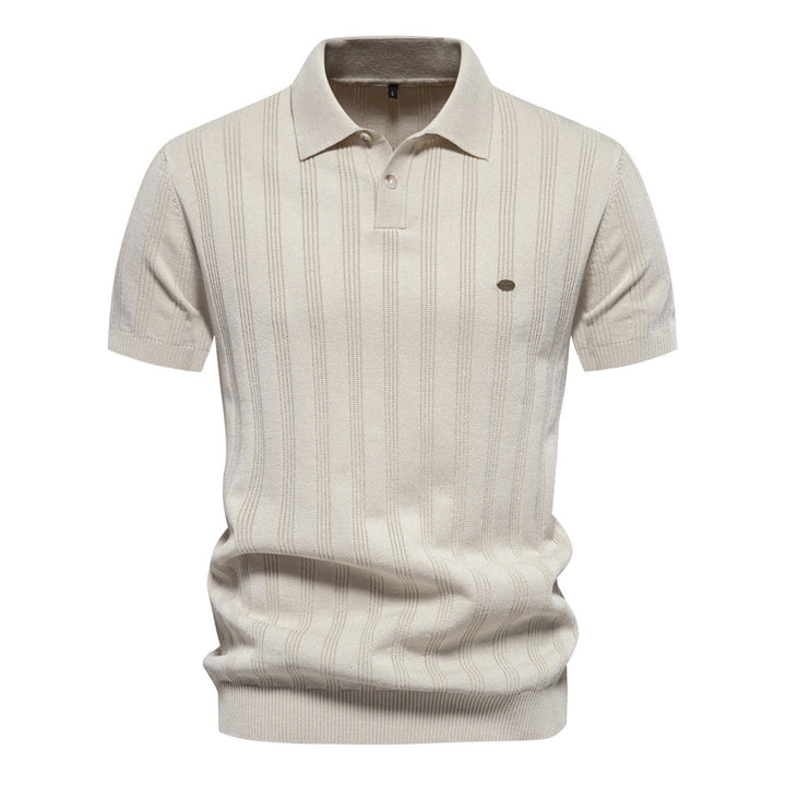 Men’s Striped Textured Knit Polo Shirt