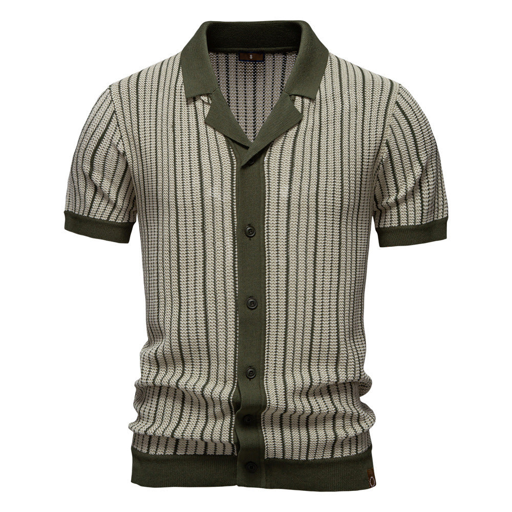 Polo en maille à rayures et boutons pour homme-thumbmail-11