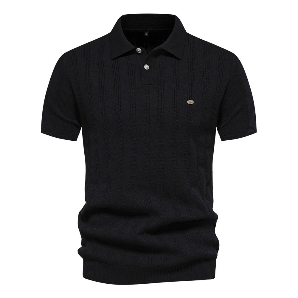 Polo en maille texturée à rayures pour homme-thumbmail-4