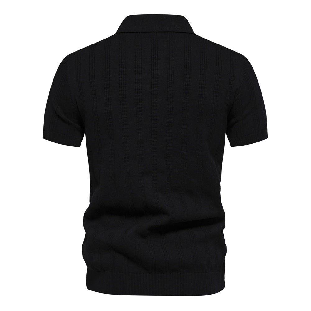 Polo en maille texturée à rayures pour homme-thumbmail-5