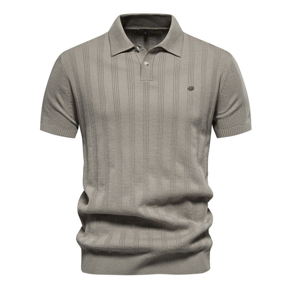 Polo en maille texturée à rayures pour homme-thumbmail-6