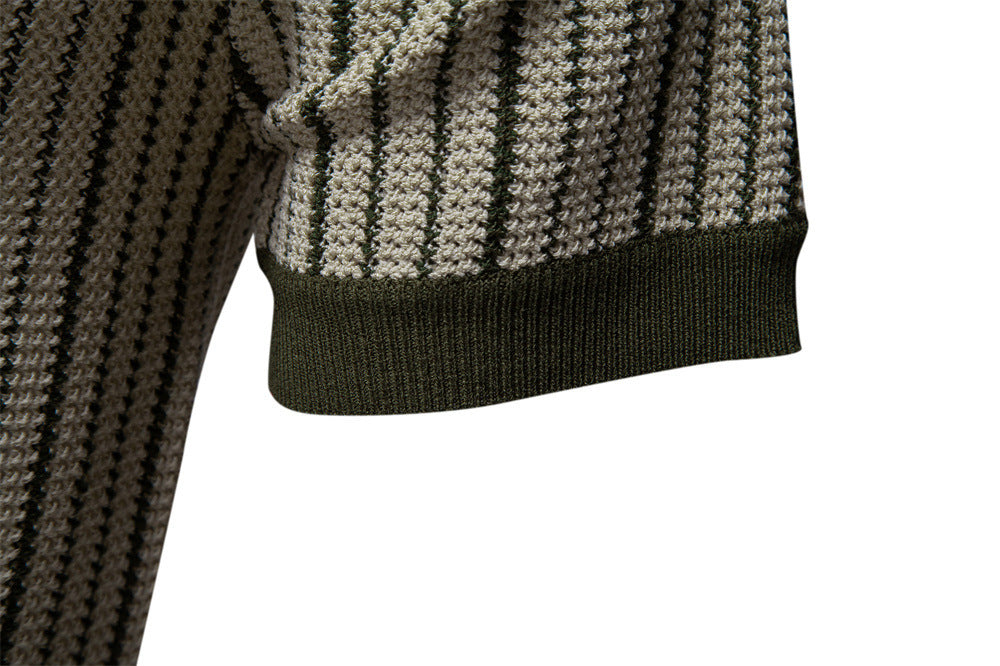 Polo en maille à rayures et boutons pour homme-thumbmail-15