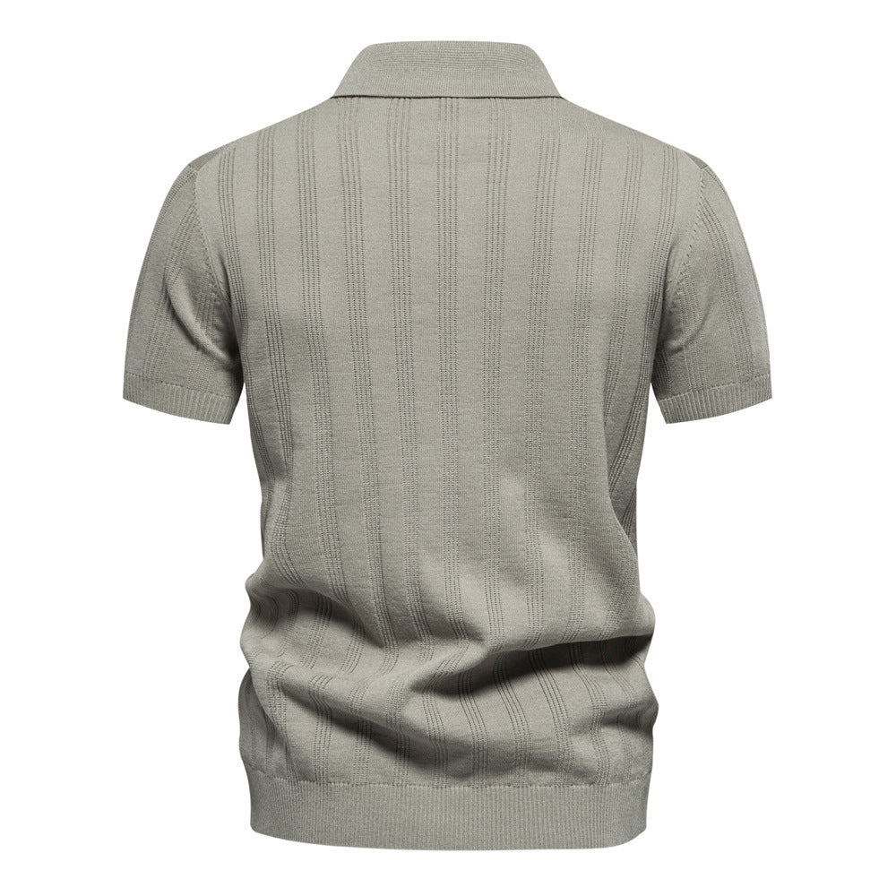 Polo en maille texturée à rayures pour homme-thumbmail-7