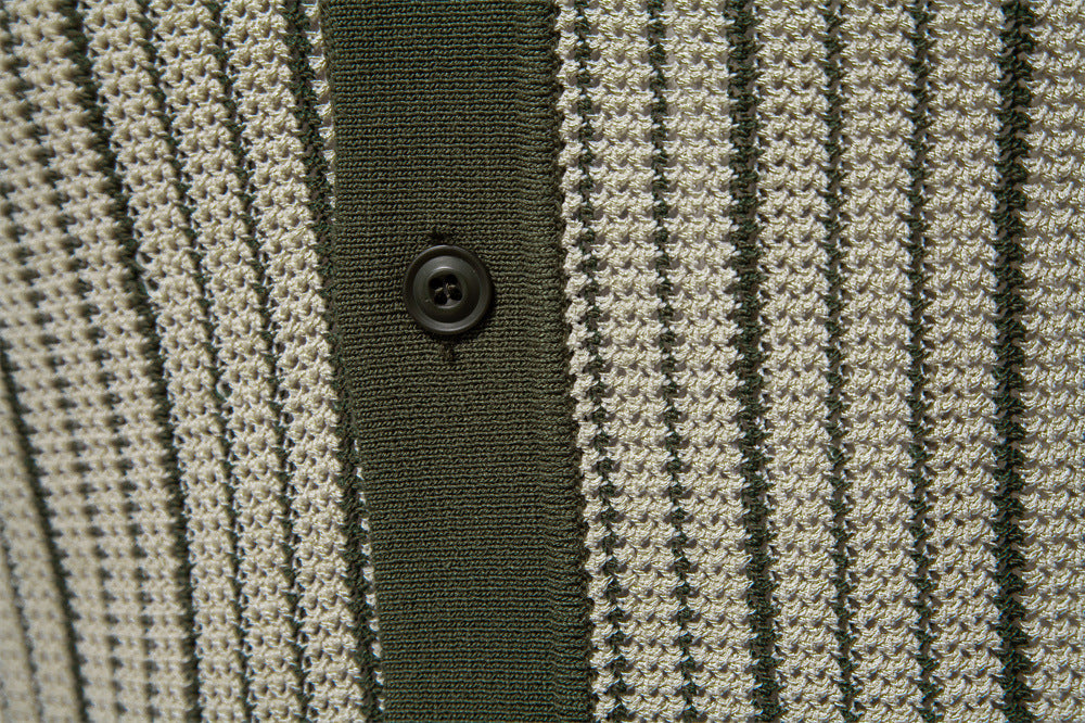 Polo en maille à rayures et boutons pour homme-thumbmail-16
