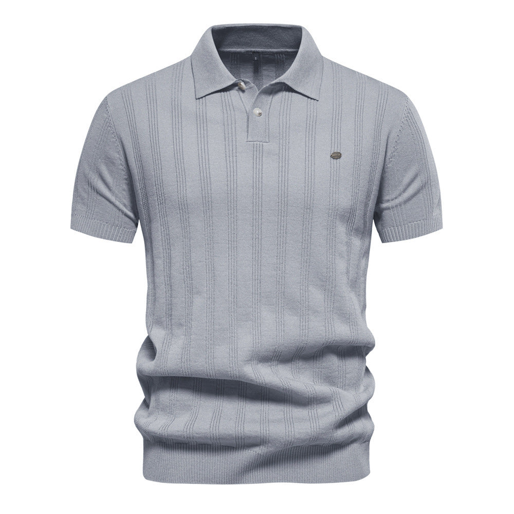 Polo en maille texturée à rayures pour homme-thumbmail-8