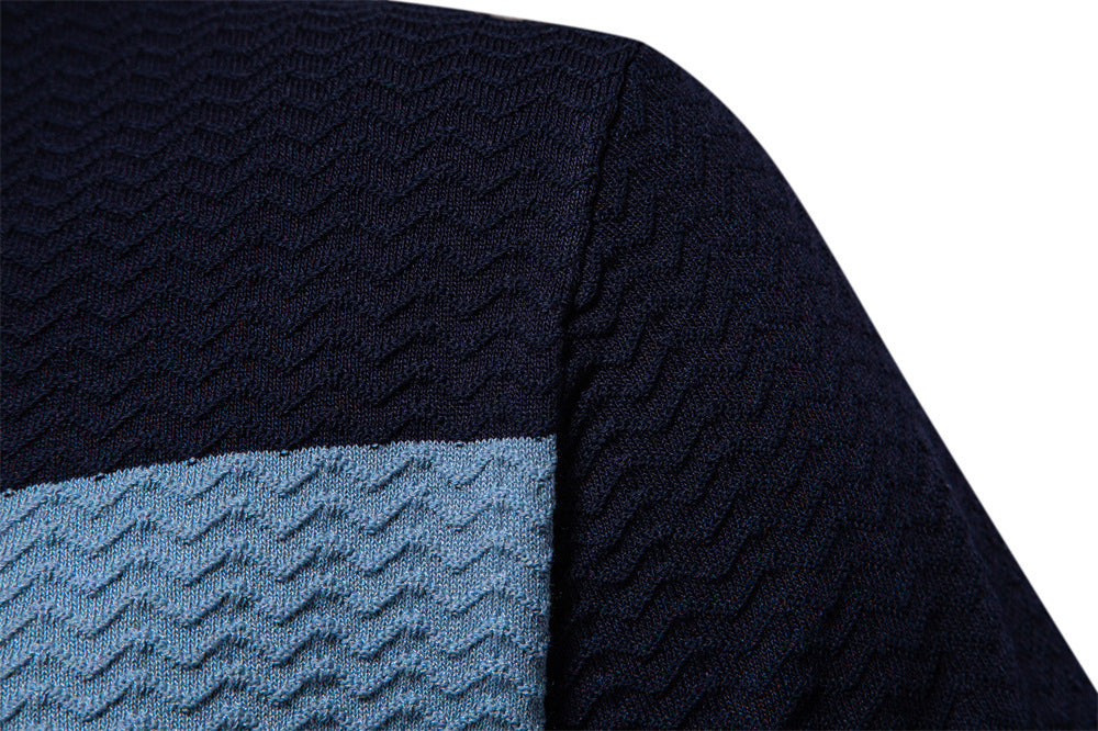 Polo zippé en maille texturée à rayures pour homme-thumbmail-8