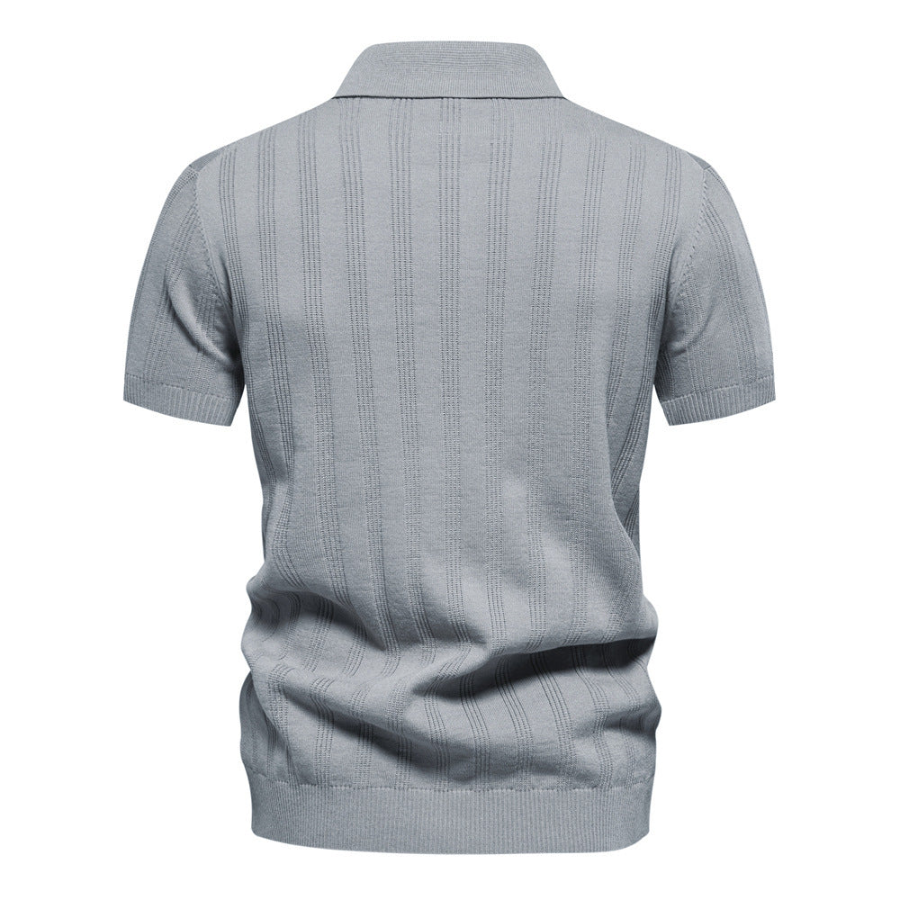 Polo en maille texturée à rayures pour homme-thumbmail-9
