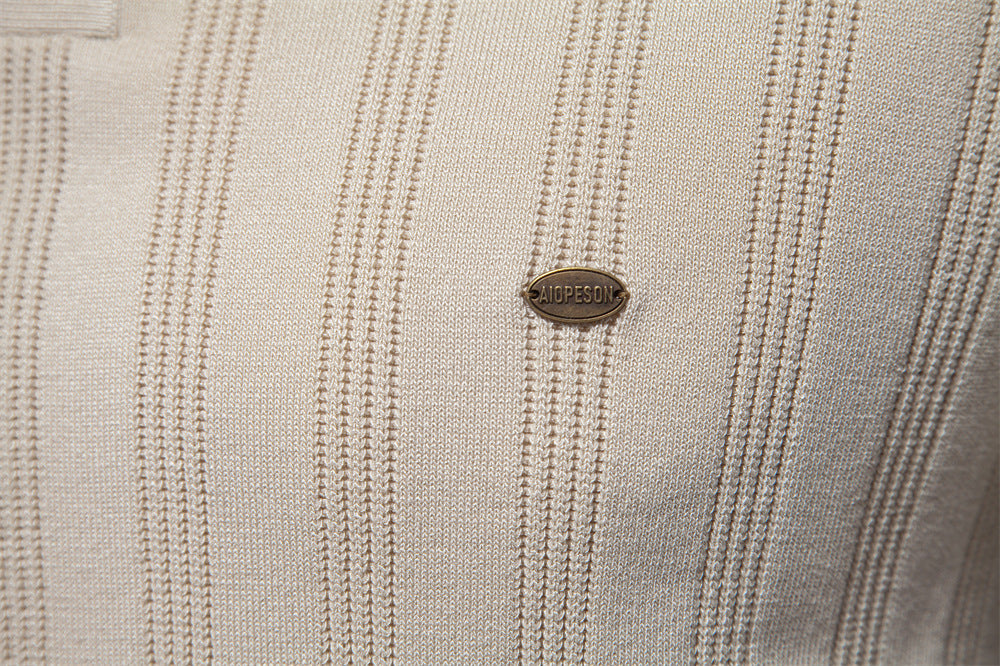 Polo en maille texturée à rayures pour homme-thumbmail-11
