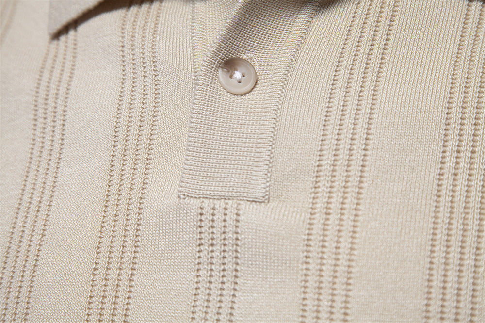 Polo en maille texturée à rayures pour homme-thumbmail-12