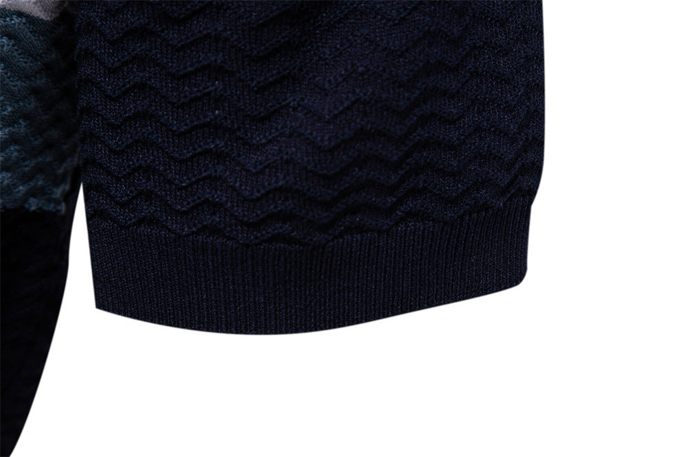 Polo zippé en maille texturée à rayures pour homme-thumbmail-12