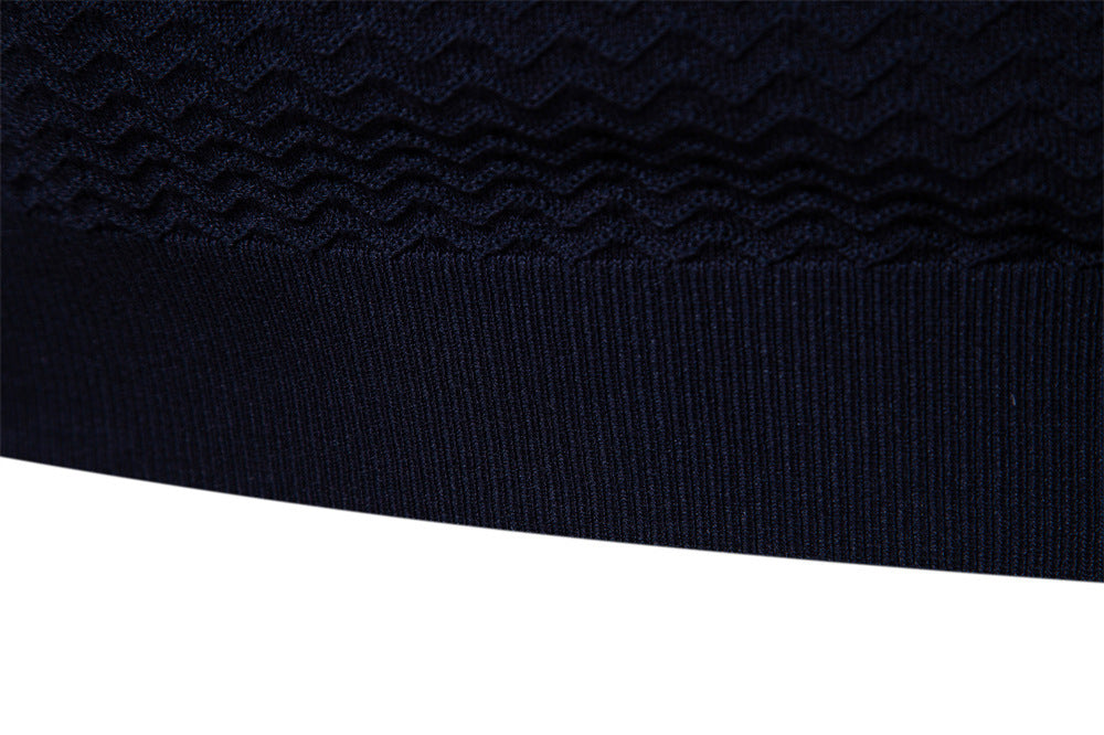 Polo zippé en maille texturée à rayures pour homme-thumbmail-13