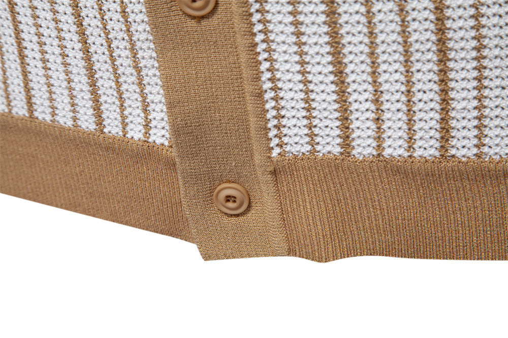 Polo en maille à rayures et boutons pour homme-thumbmail-9