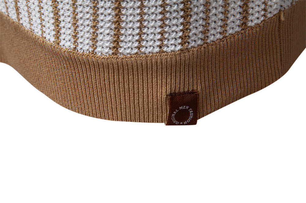 Polo en maille à rayures et boutons pour homme-thumbmail-10