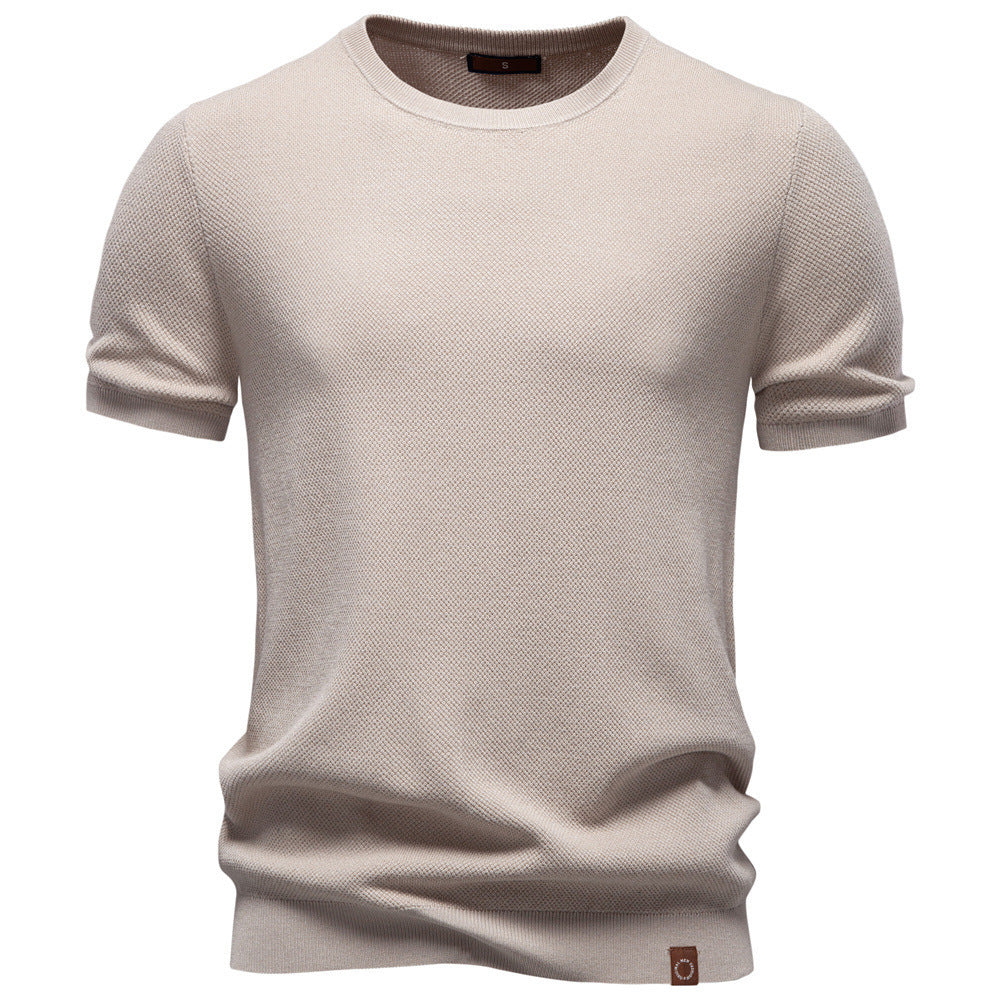 T-shirt da uomo in maglia testurizzata con scollo rotondo