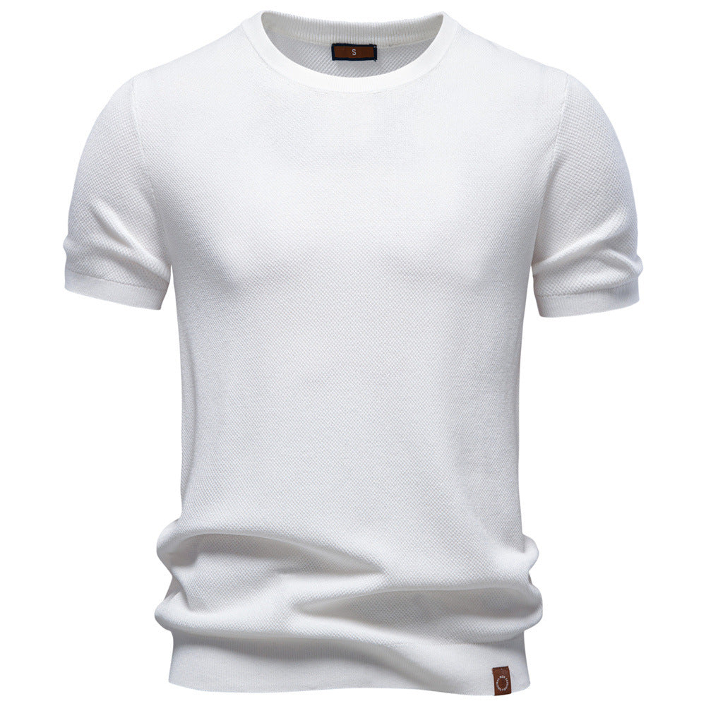 Camiseta de punto texturizado con cuello redondo para hombre-thumbmail-7