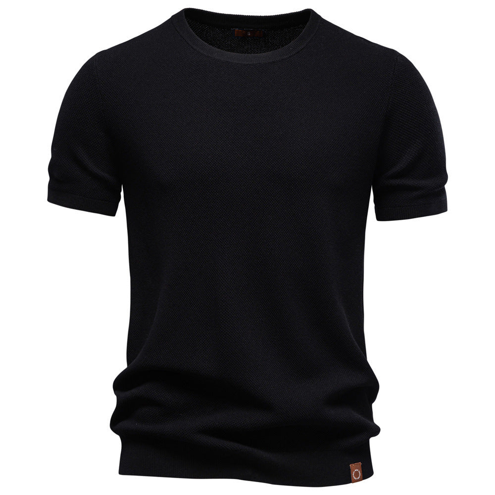 Camiseta de punto texturizado con cuello redondo para hombre-thumbmail-6