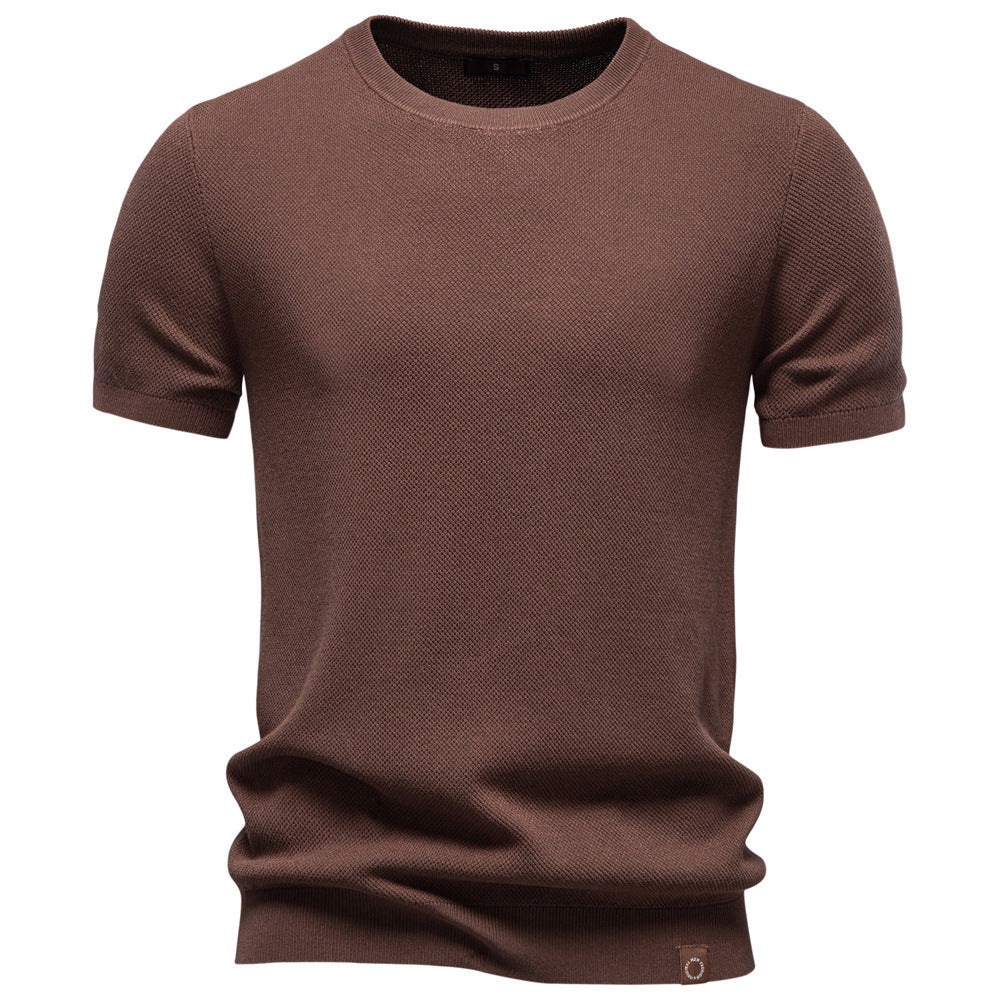 Camiseta de punto texturizado con cuello redondo para hombre-thumbmail-8