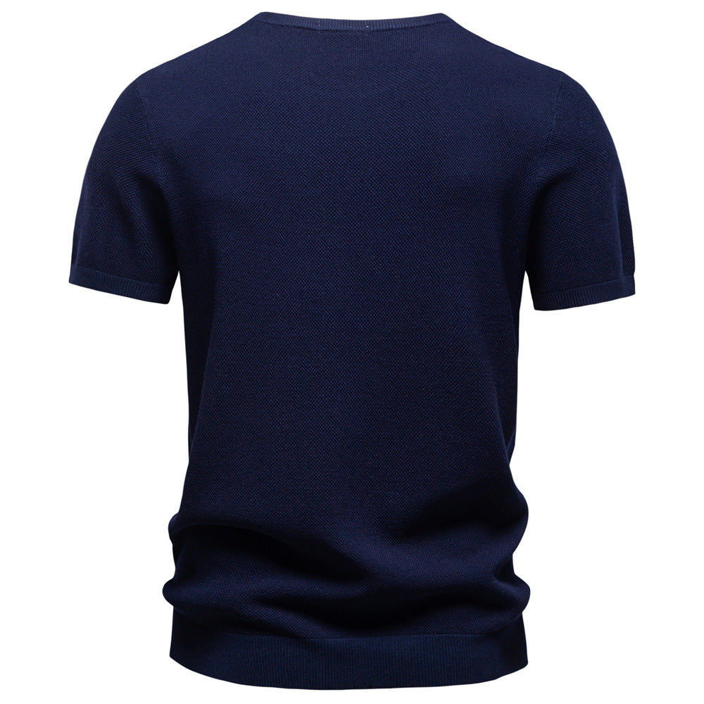 Camiseta de punto texturizado con cuello redondo para hombre-thumbmail-5