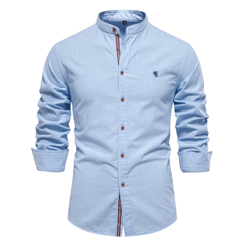 Men’s Slim Fit Cotton Mandarin Collar Shirt-thumbmail-4