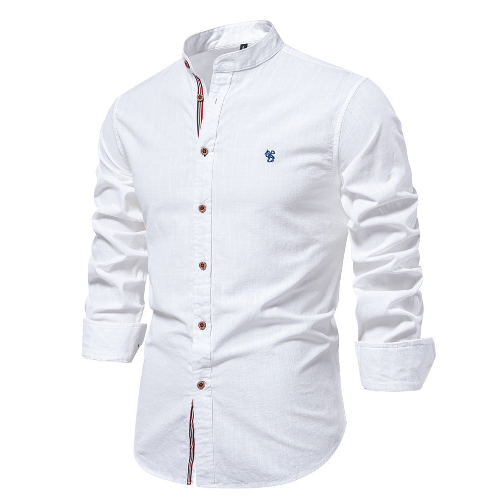 Men’s Slim Fit Cotton Mandarin Collar Shirt-thumbmail-5