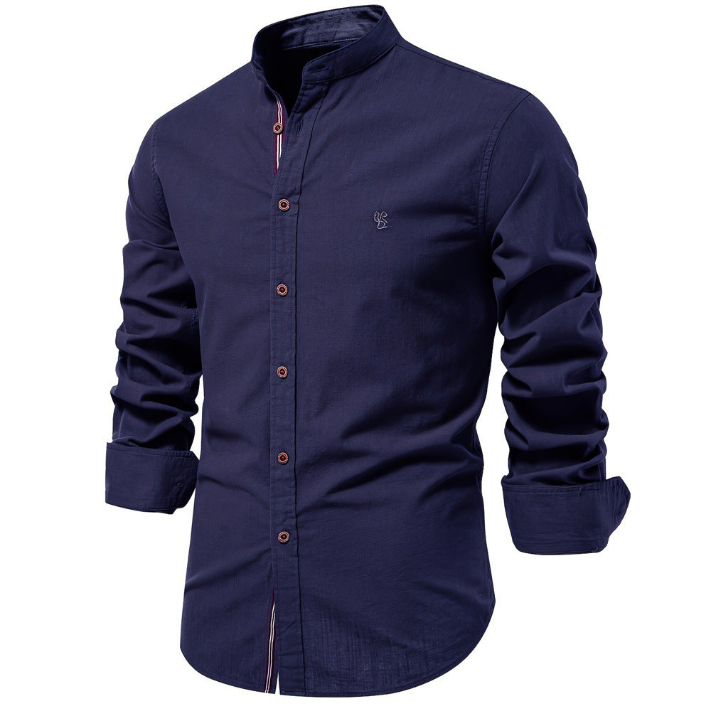 Men’s Slim Fit Cotton Mandarin Collar Shirt-thumbmail-6