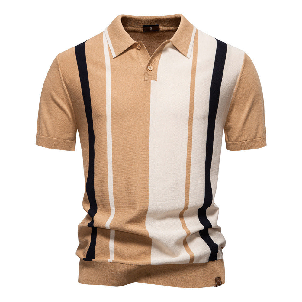 Polo en maille à rayures et empiècements colorés pour homme-thumbmail-10
