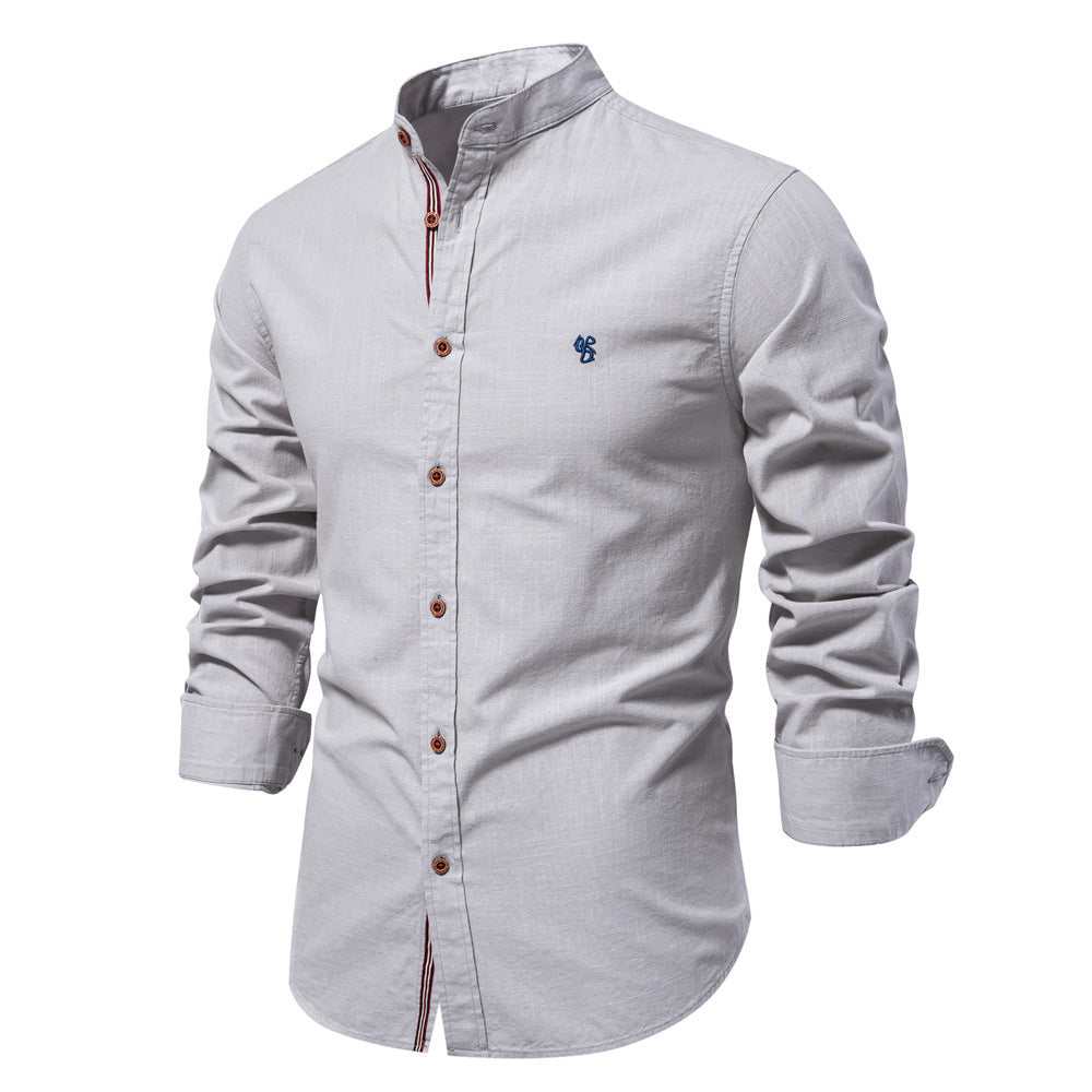 Men’s Slim Fit Cotton Mandarin Collar Shirt-thumbmail-7