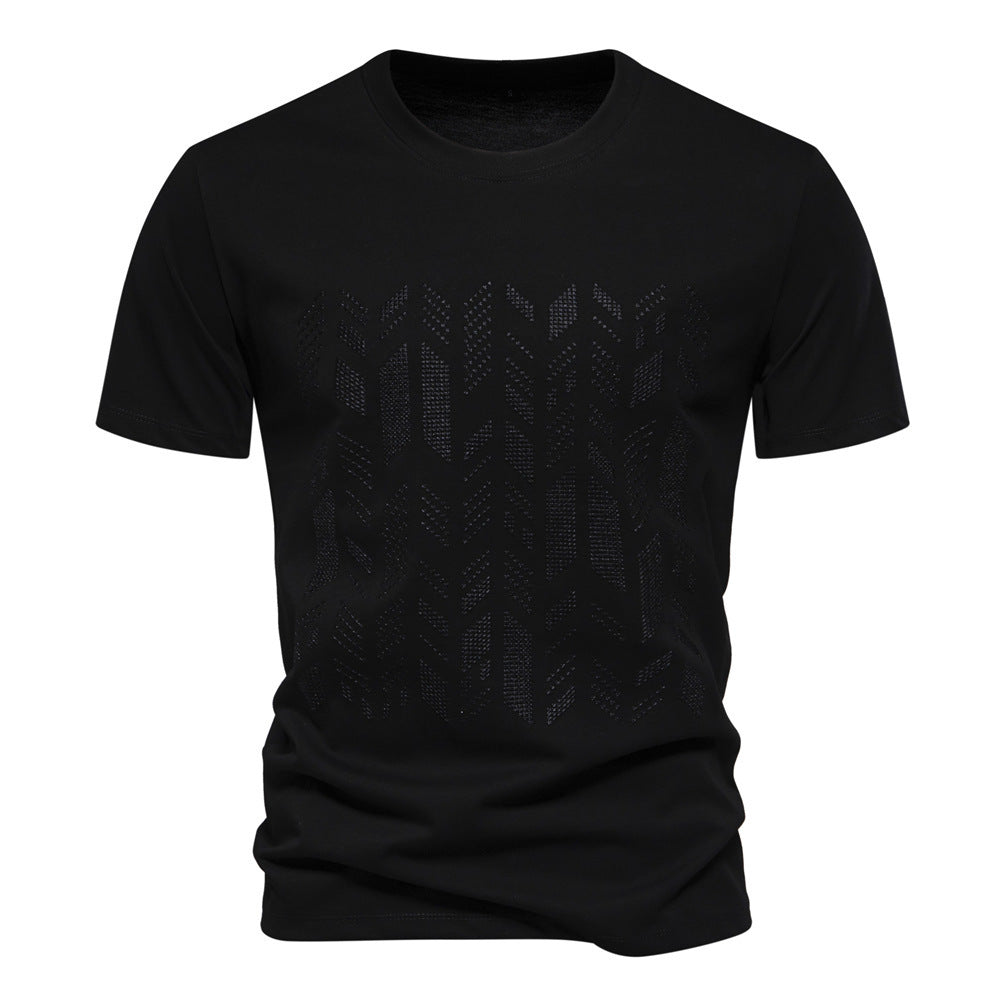 Camiseta de mezcla de algodón con gráfico texturizado para hombre-thumbmail-8