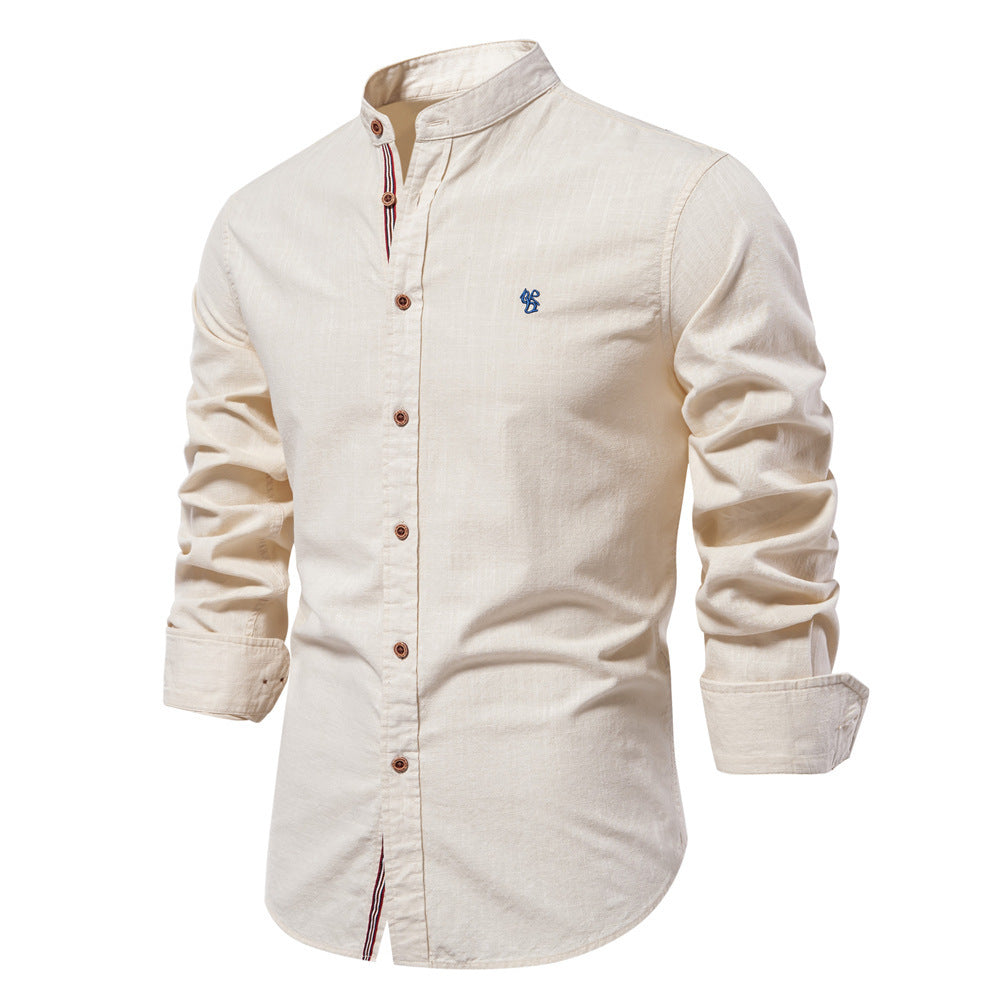 Men’s Slim Fit Cotton Mandarin Collar Shirt-thumbmail-8