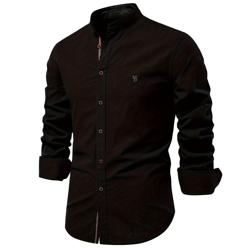 Men’s Slim Fit Cotton Mandarin Collar Shirt-thumbmail-9