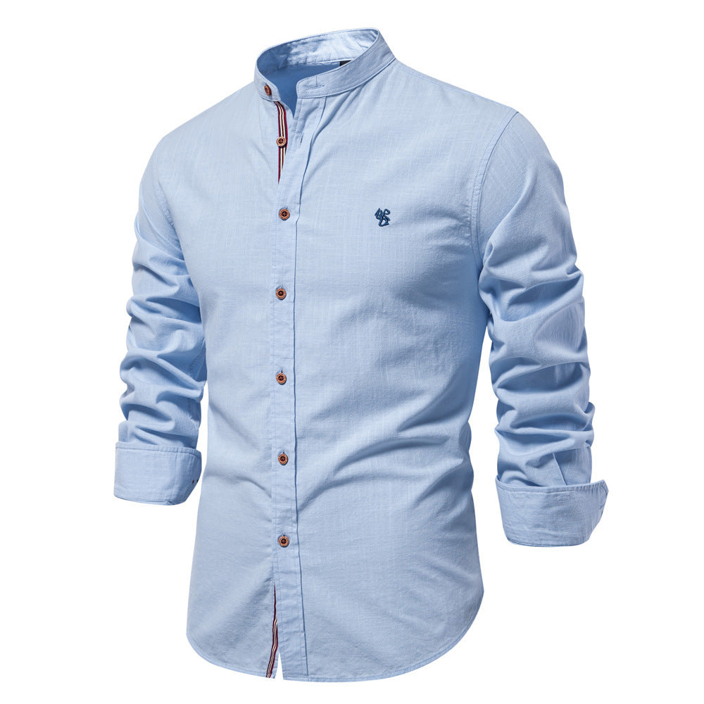 Men’s Slim Fit Cotton Mandarin Collar Shirt-thumbmail-10