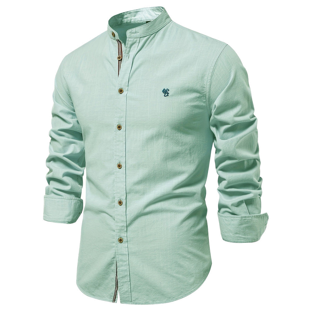 Men’s Slim Fit Cotton Mandarin Collar Shirt-thumbmail-11