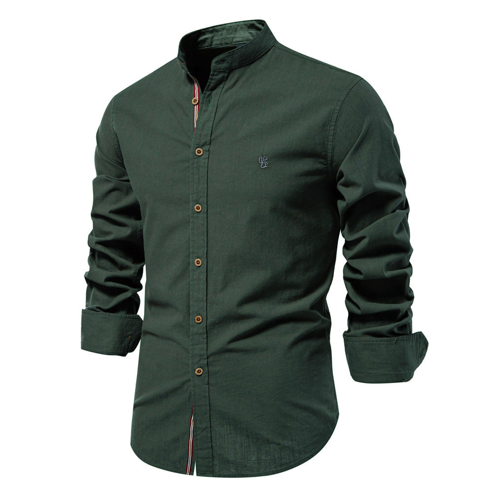 Men’s Slim Fit Cotton Mandarin Collar Shirt-thumbmail-12