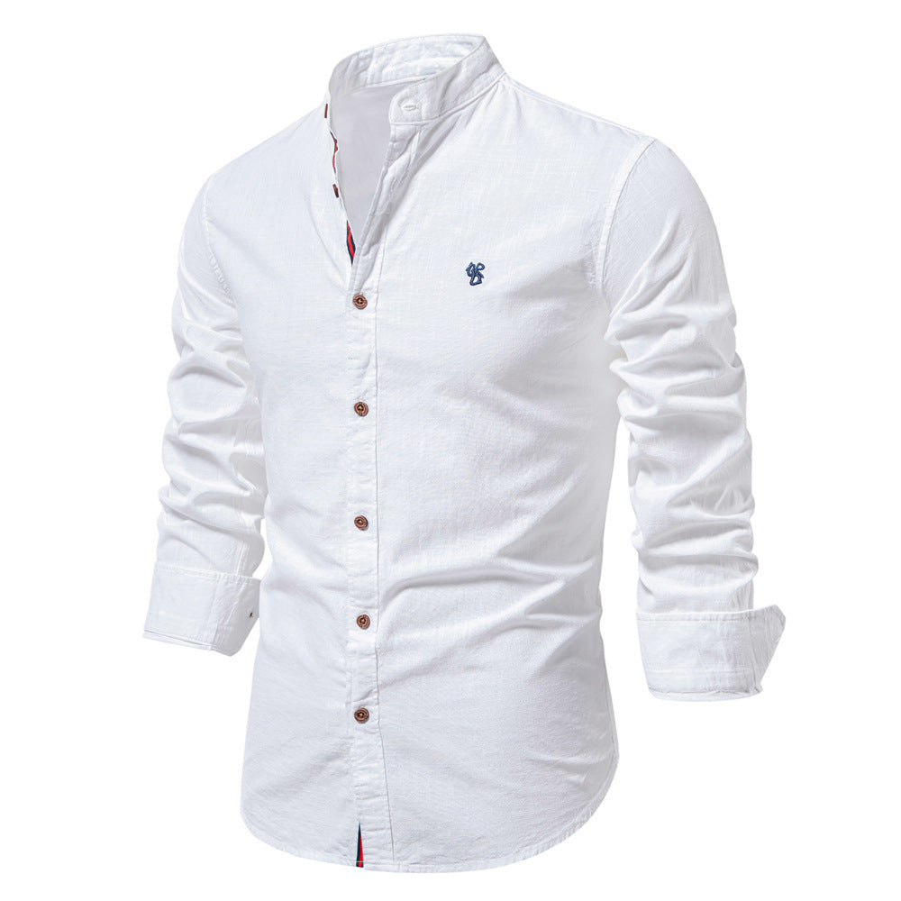 Men’s Slim Fit Cotton Mandarin Collar Shirt-thumbmail-13