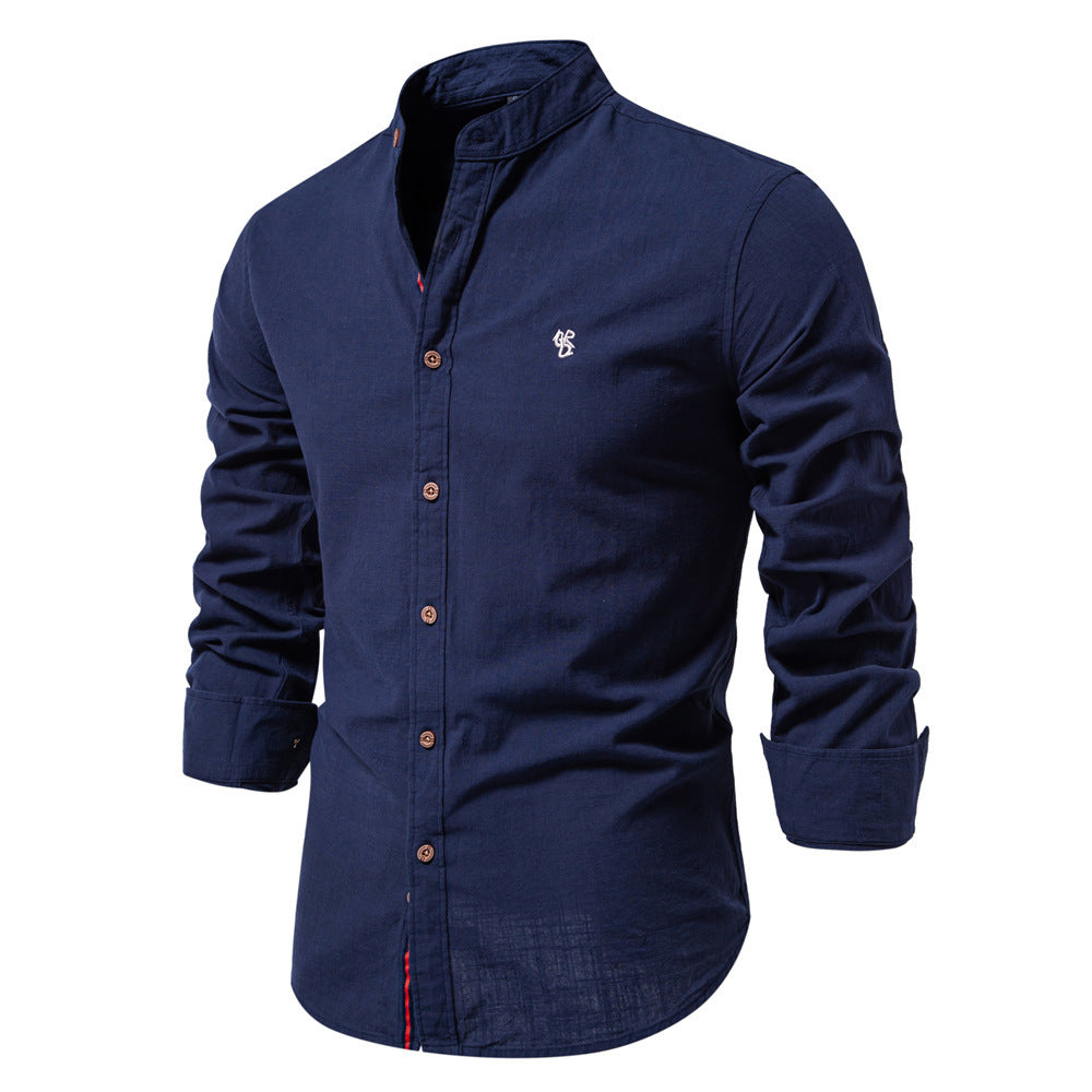 Men’s Slim Fit Cotton Mandarin Collar Shirt-thumbmail-14