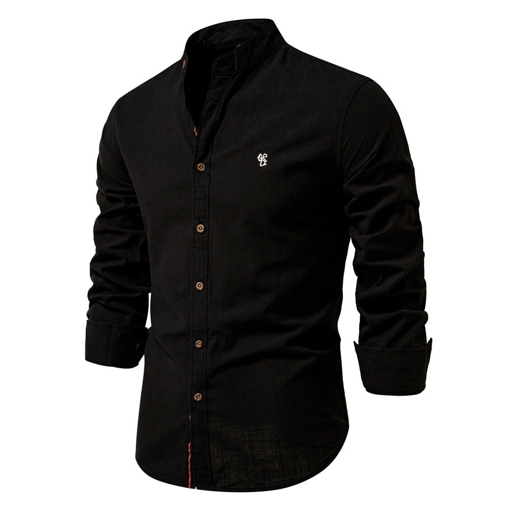 Men’s Slim Fit Cotton Mandarin Collar Shirt-thumbmail-15