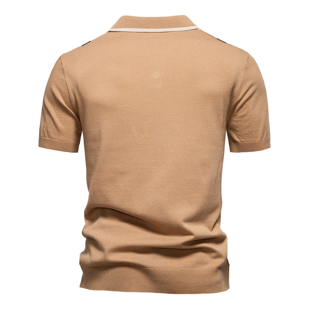 Polo en maille à rayures et empiècements colorés pour homme-thumbmail-15