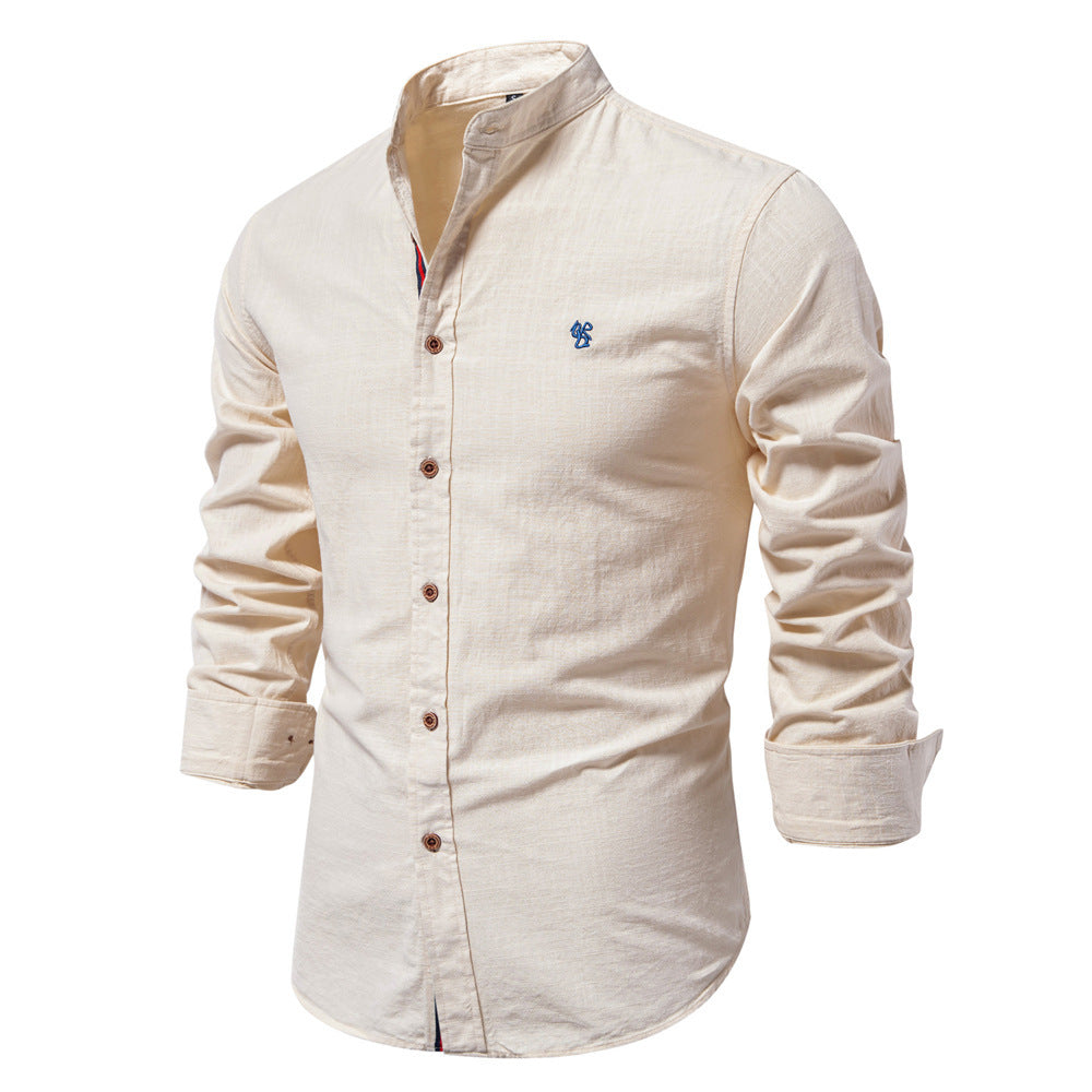 Men’s Slim Fit Cotton Mandarin Collar Shirt-thumbmail-16