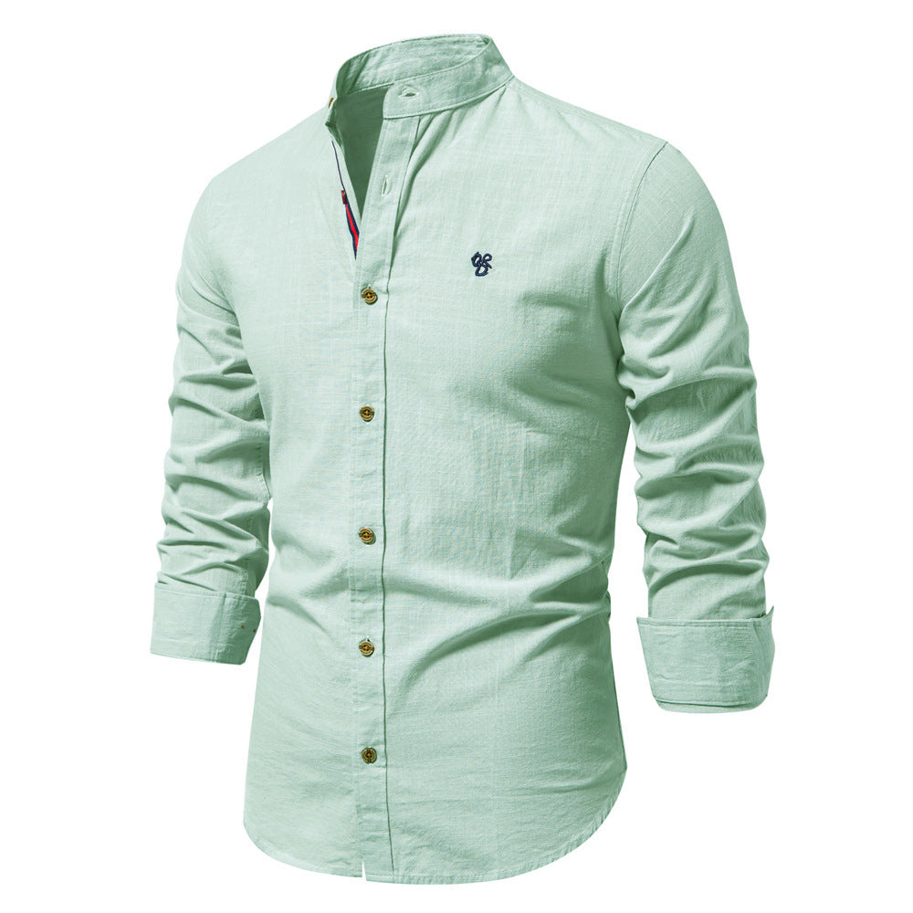 Men’s Slim Fit Cotton Mandarin Collar Shirt-thumbmail-17
