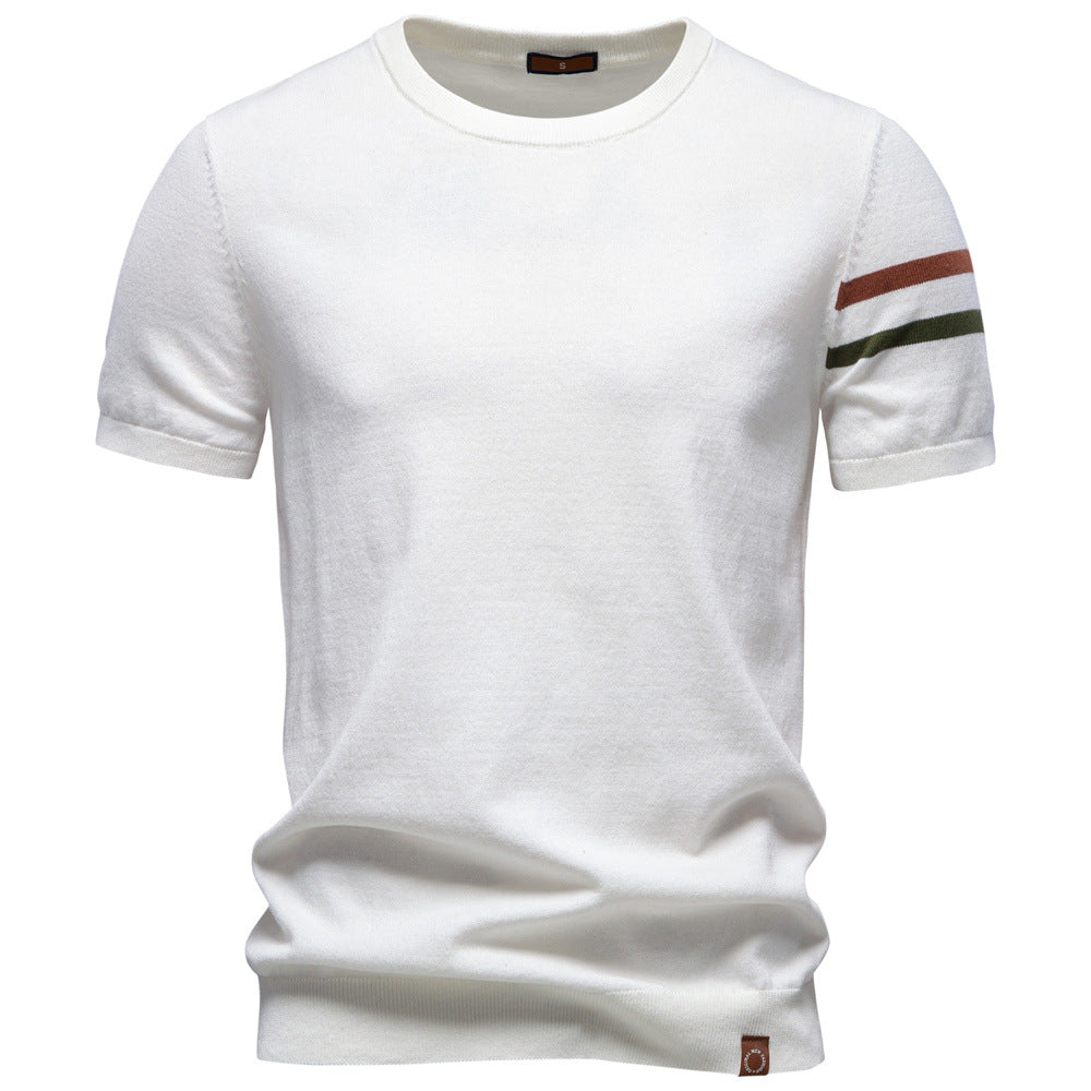Camiseta de punto de algodón con cuello redondo para hombre-thumbmail-15