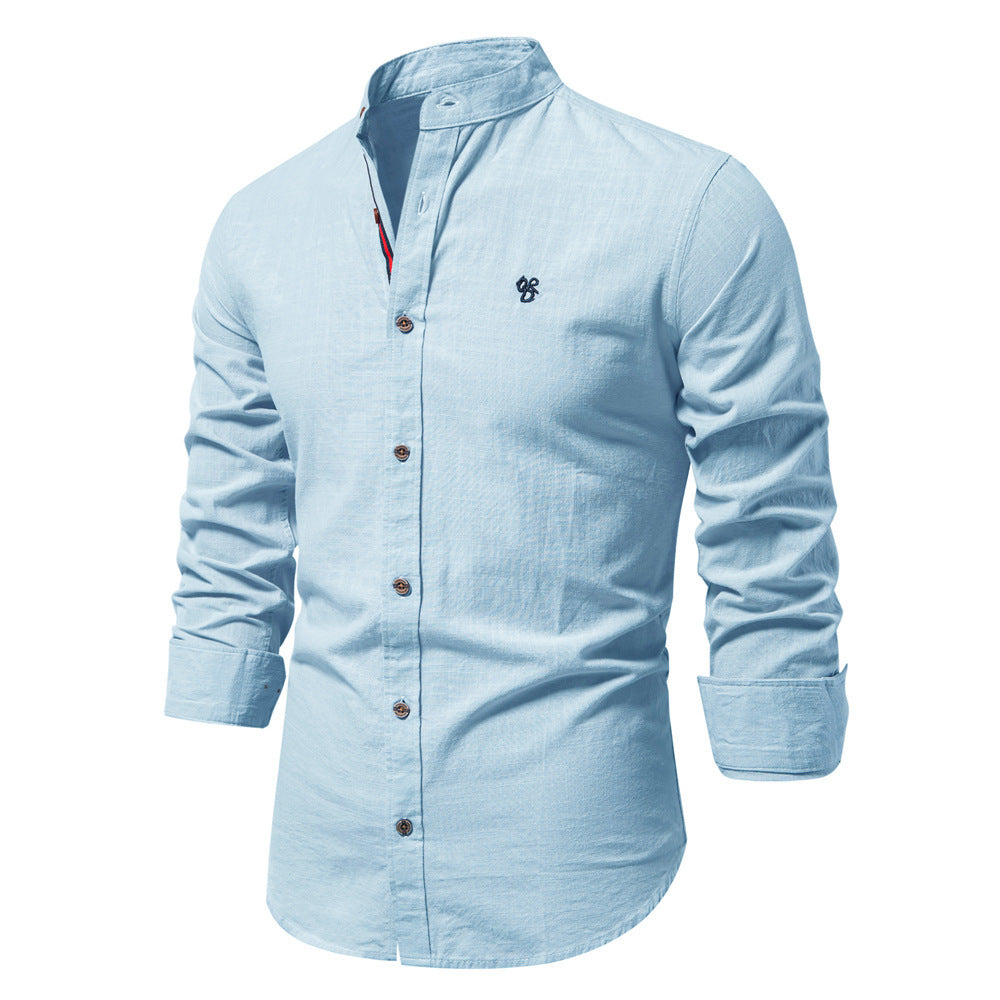 Men’s Slim Fit Cotton Mandarin Collar Shirt-thumbmail-18