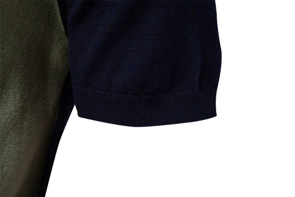 Polo en maille à rayures et empiècements colorés pour homme-thumbmail-18
