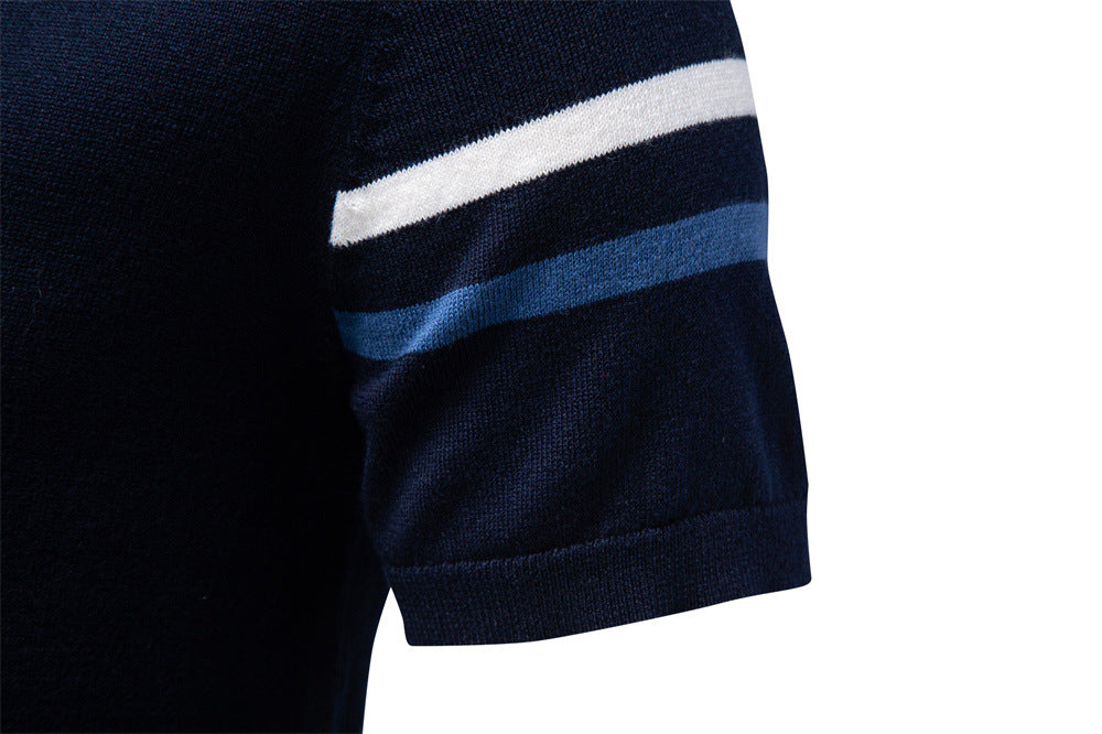 Camiseta de punto de algodón con cuello redondo para hombre-thumbmail-20